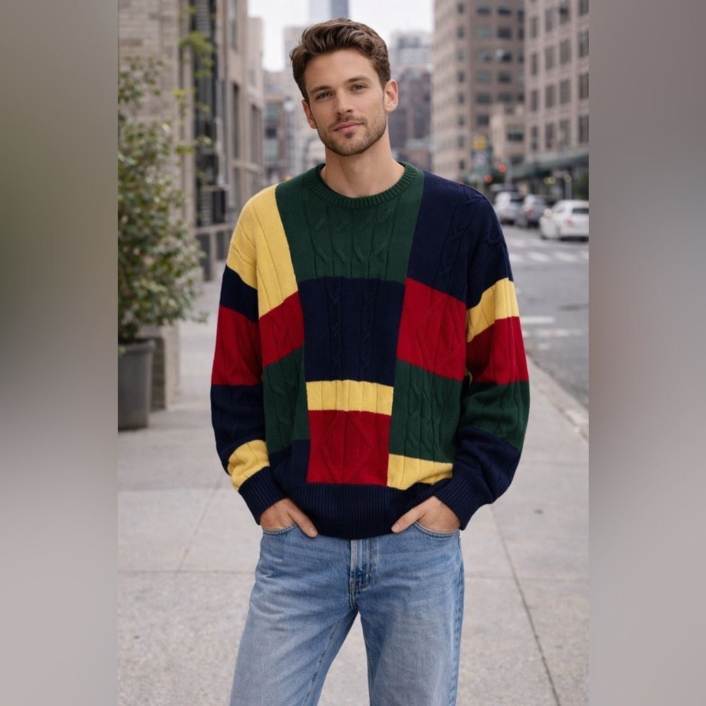 VINTAGE Nautical Colorblock Knit Sweater